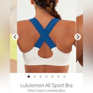 Lululemon All Sport Bra Size 6 Polar Cream / Limitless Blue
